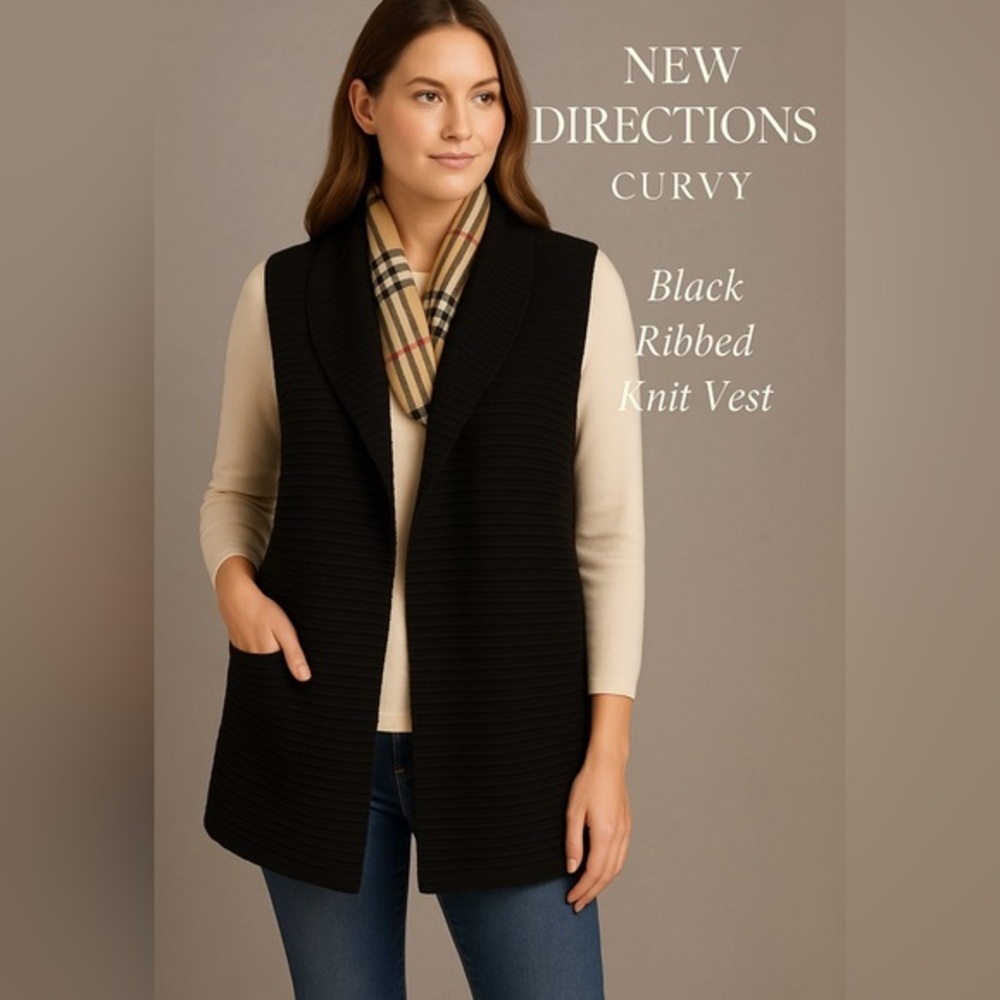Black Ribbed Knit Vest